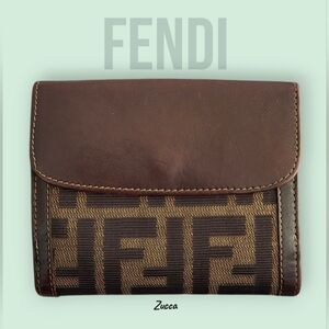 Fendi (Vintage) Zucca Canvas And Leather Bifold Wallet-Brown